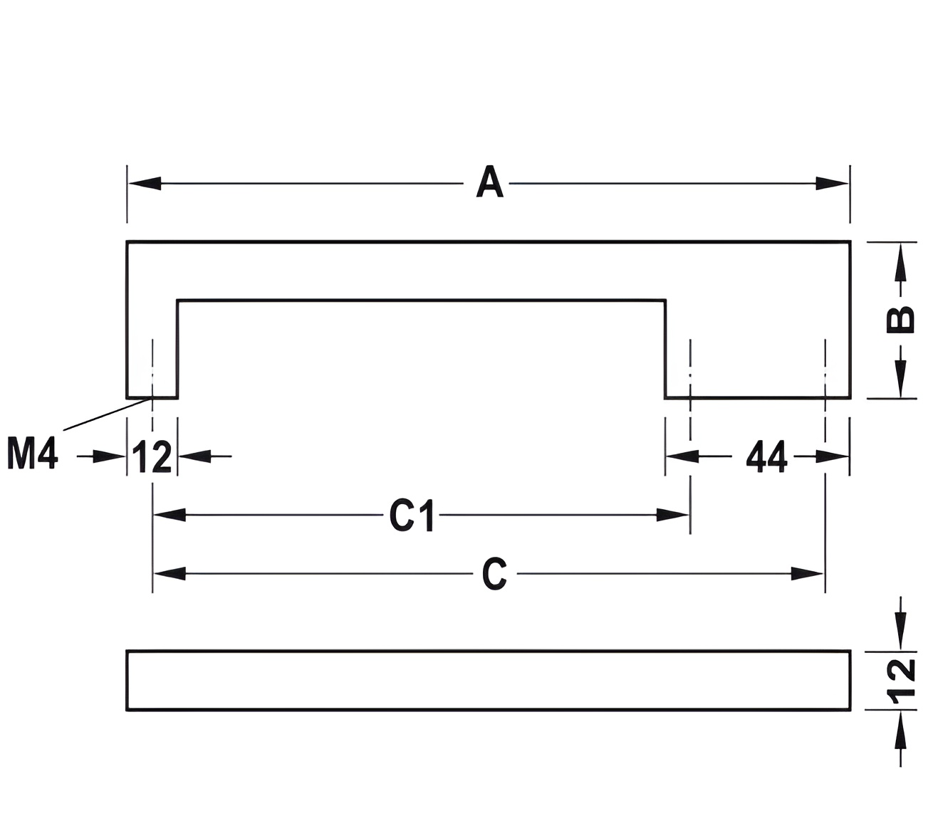 Tay Nắm Tủ 204mm H1380 Hafele 110.34.357