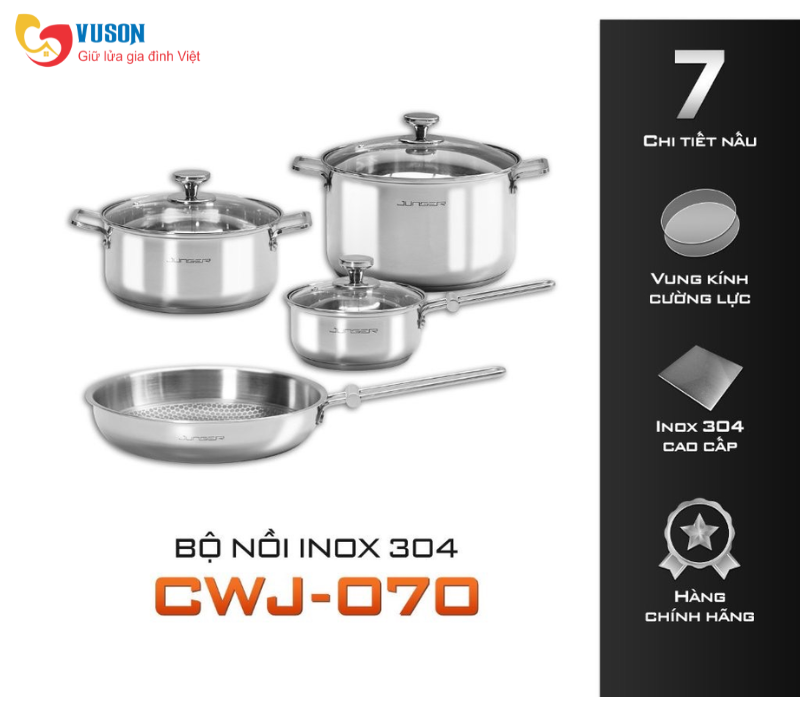Bộ nồi chảo inox 4 món Junger CWJ-070