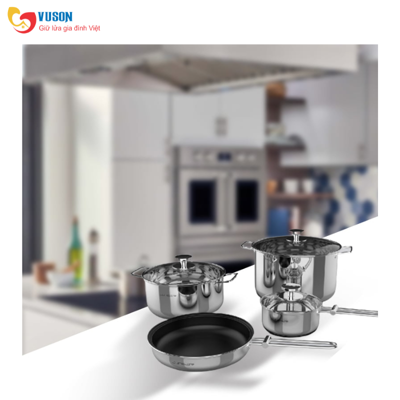 Bộ nồi chảo inox 4 món Junger CWJ-070