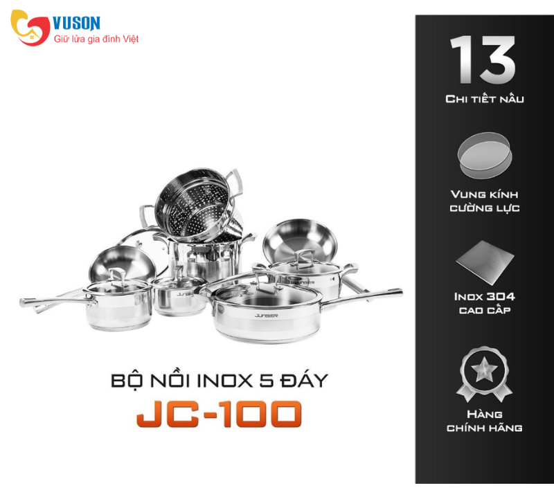Bộ nồi chảo inox 8 món Junger JC-100