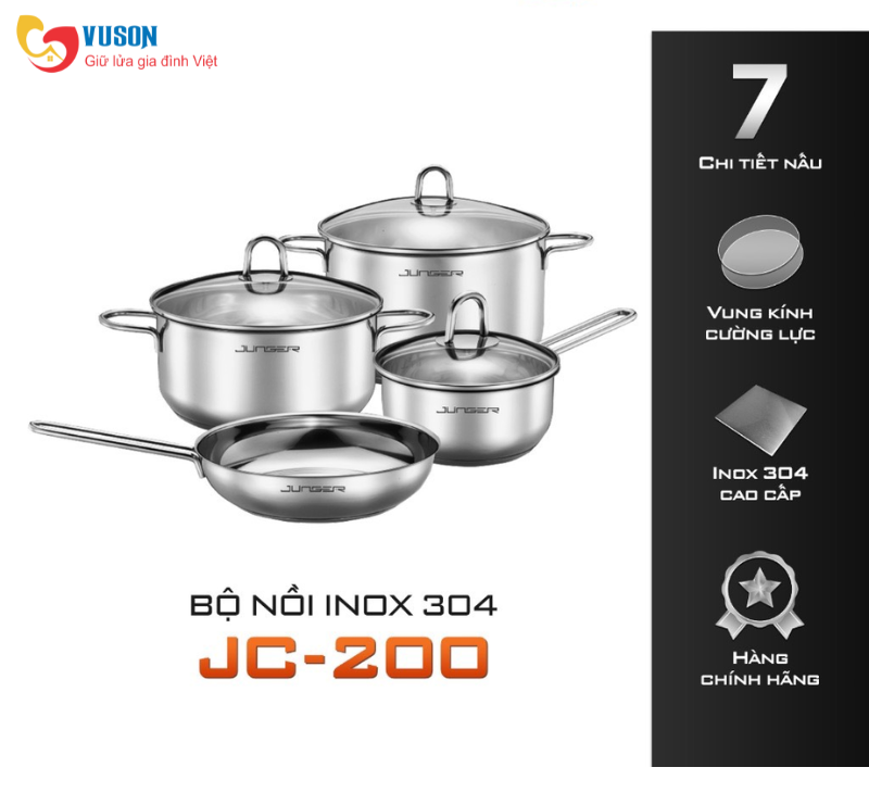 Bộ nồi chảo inox 4 món Junger JC-200