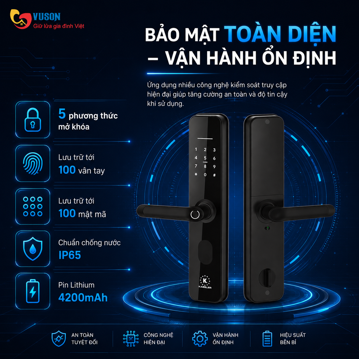 Khóa vân tay Kassler KL-696 Black
