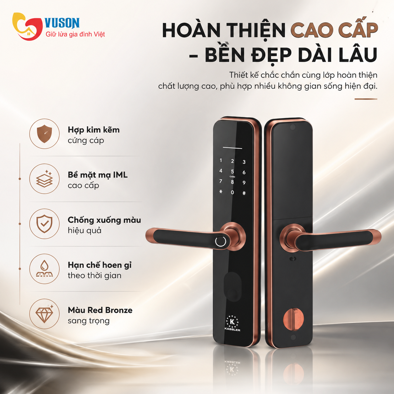 Khóa vân tay Kassler KL-696 Red Bronze