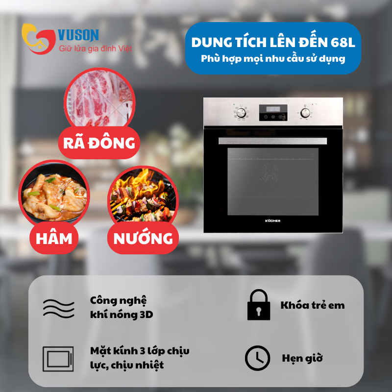 Lò nướng Kocher KOEU-68S08F