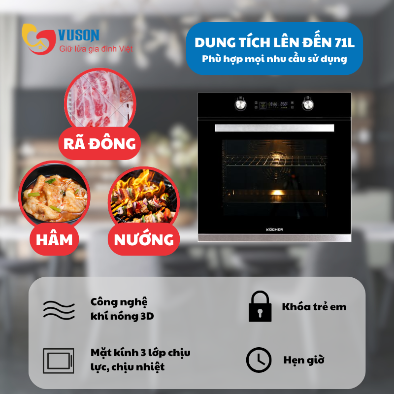 Lò nướng Kocher KOEU-71S13F
