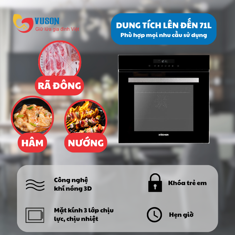 Lò nướng Kocher KOEU-71S14F