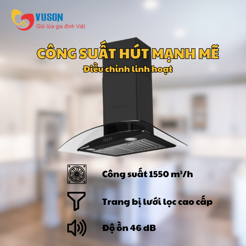 Máy hút mùi Kocher K-8001 (90cm)