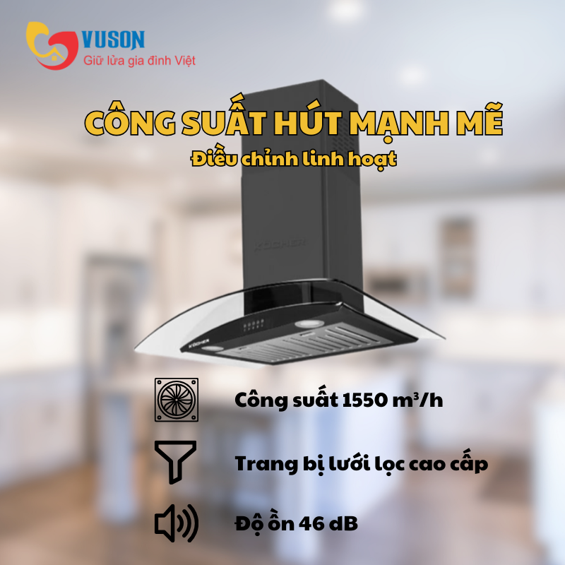 Máy hút mùi Kocher K-8872V (90cm)