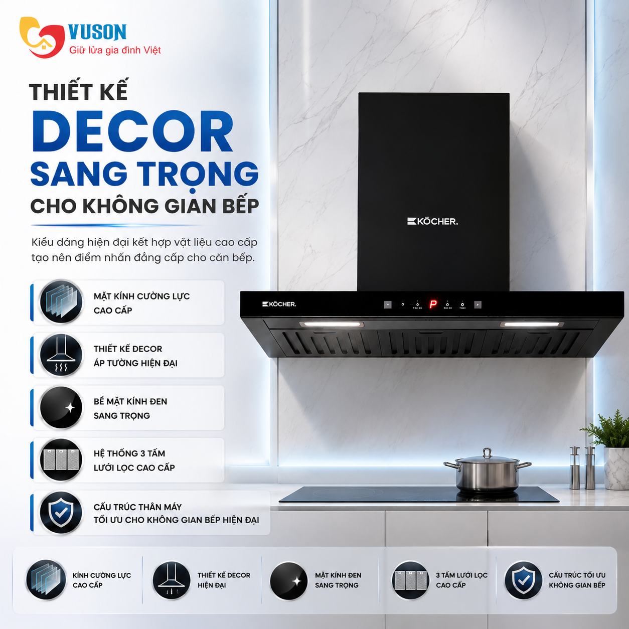 Máy hút mùi Kocher Turbo T VS-350D