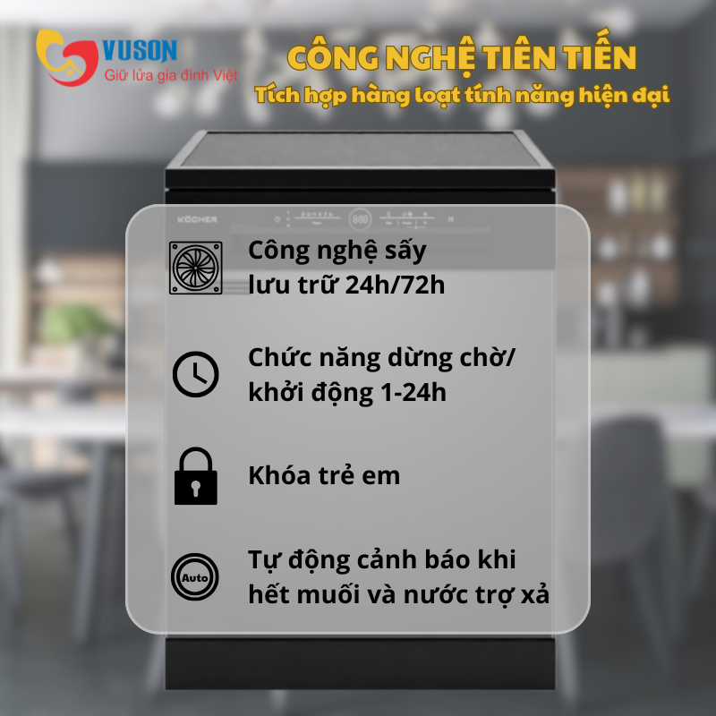 Máy rửa bát Kocher KDEU-8828SEMI