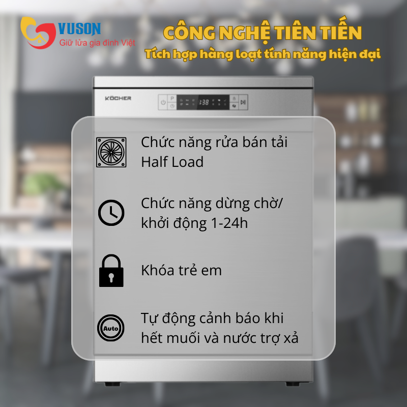 Máy rửa bát Kocher KDEU-8835SE