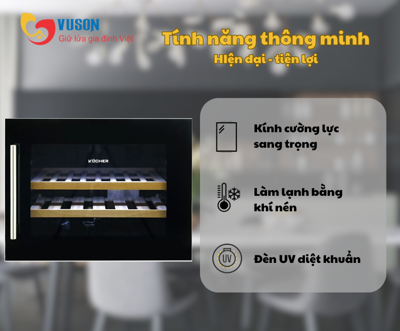 Tủ rượu vang Kocher KWEU-1128B