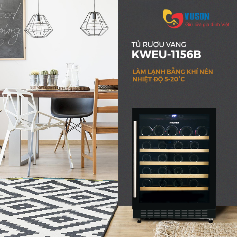 Tủ rượu vang Kocher KWEU-1156B