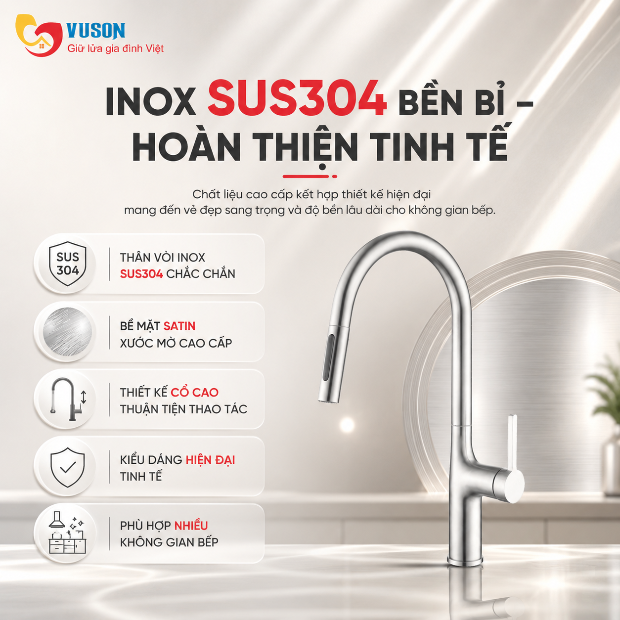 Vòi rửa bát Kocher S304
