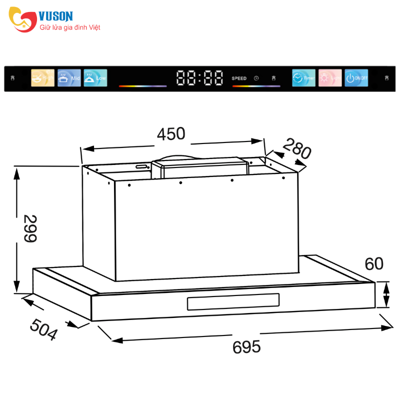 Máy hút mùi âm tủ KAFF KF-TL757UTY