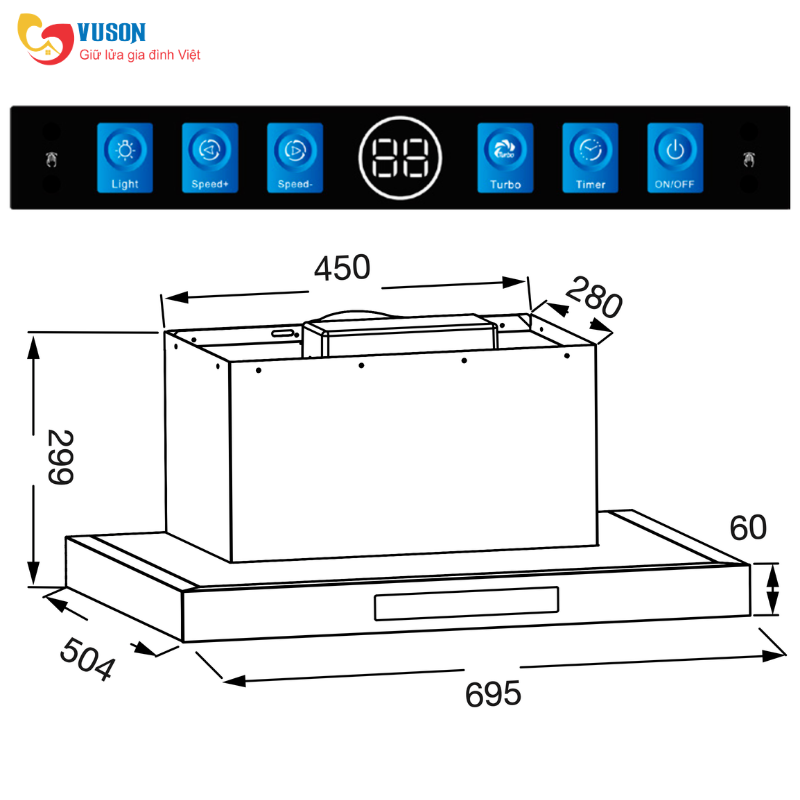 Máy hút mùi âm tủ KAFF KF-TL767UTY
