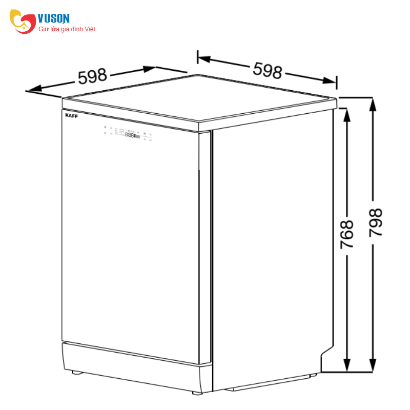 Máy rửa chén độc lập Kaff KF-17805B LUX