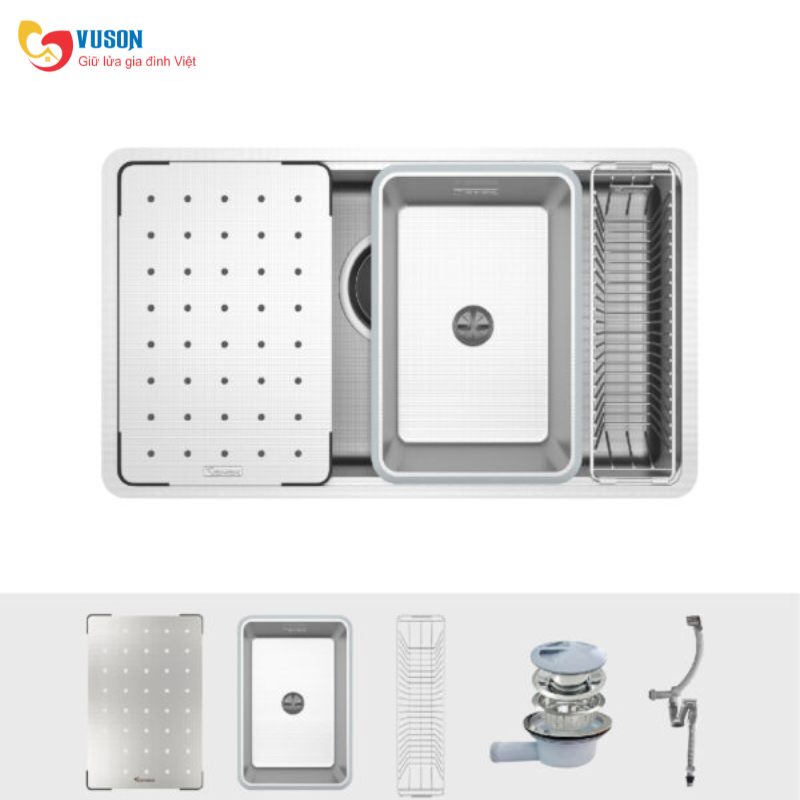 Chậu rửa bát chống xước Workstation Sink Konox Dekor 8044SU