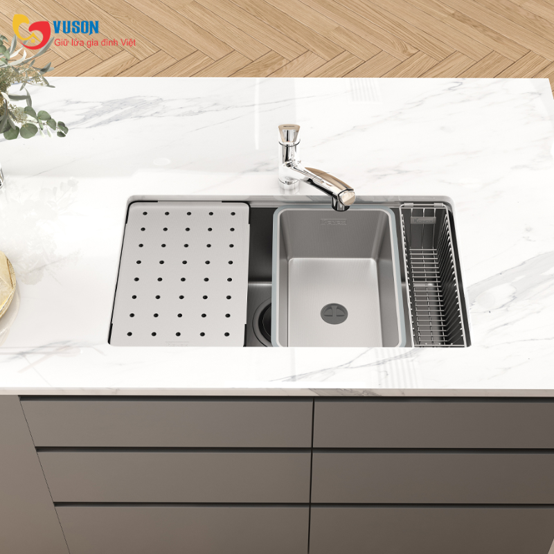 Chậu rửa bát chống xước Workstation Sink Konox Dekor 8044SU