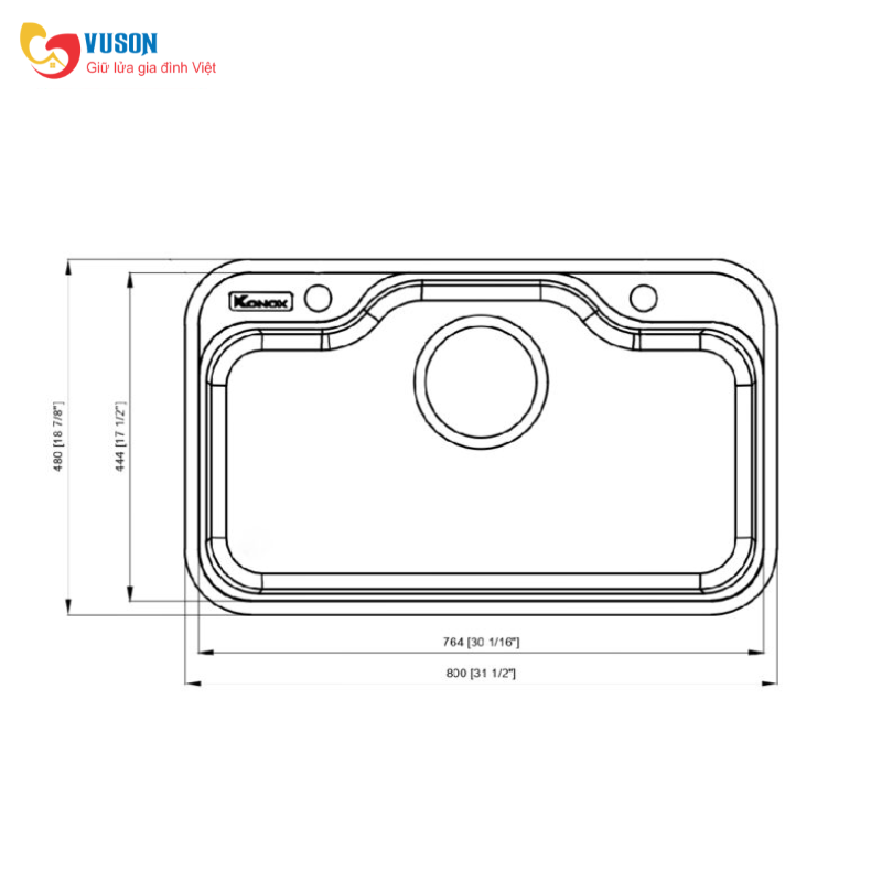 Chậu rửa bát chống xước Workstation Sink Konox Dekor 8048SU