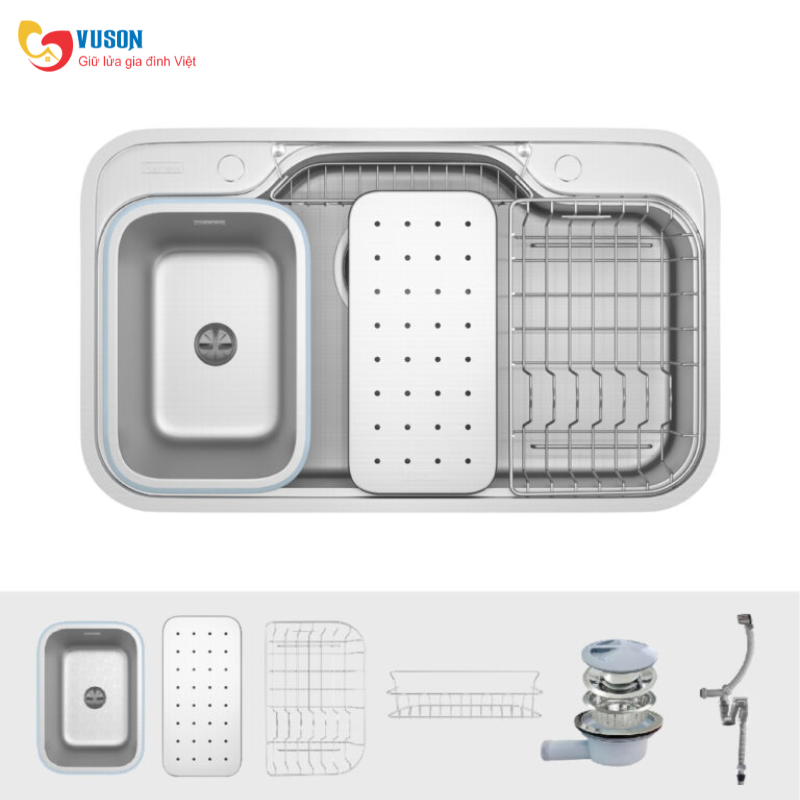 Chậu rửa bát chống xước Workstation Sink Konox Dekor 8048SU