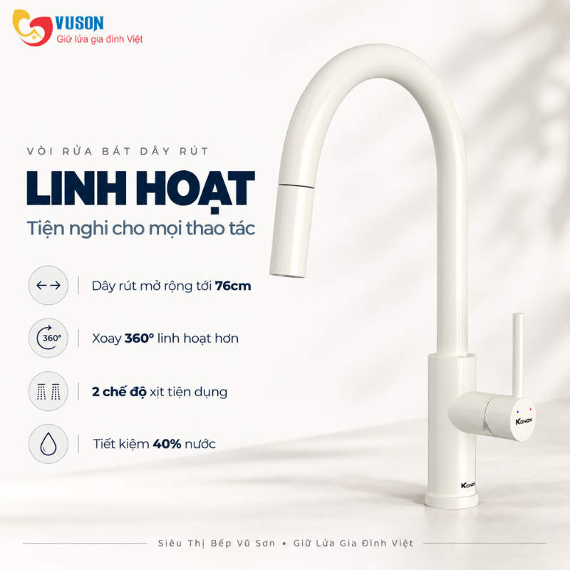 Vòi rửa bát Konox Reno Smart Nude