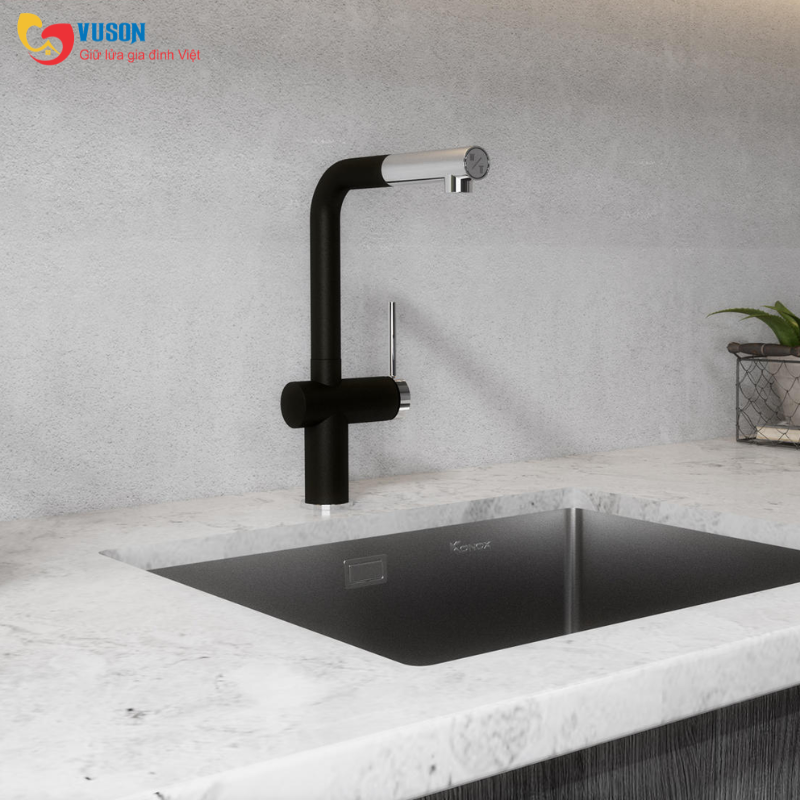 Vòi rửa bát dây rút Konox Stream Smart Black