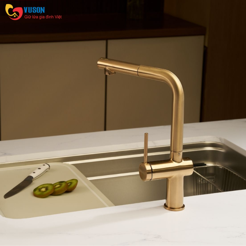 Vòi rửa bát dây rút Konox Stream Smart Champagne