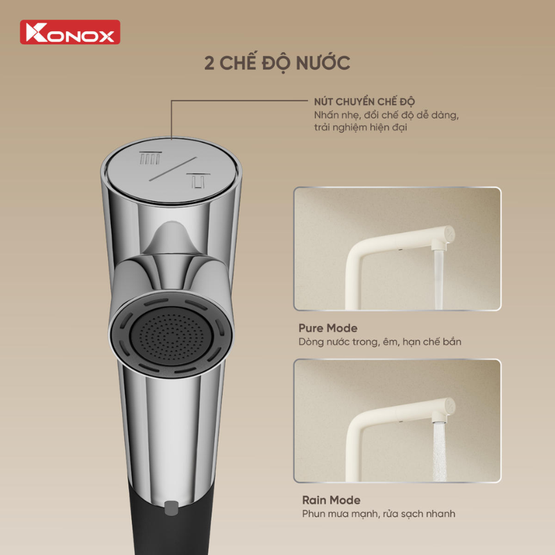 Vòi rửa bát dây rút Konox Stream Smart Nude