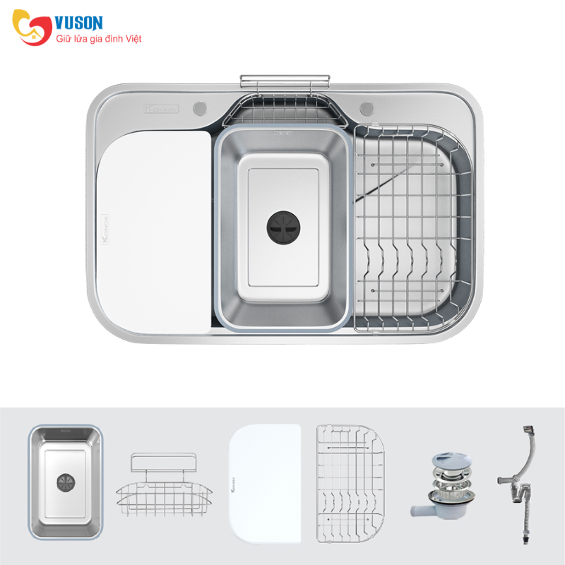 Chậu rửa bát phong cách Nhật chống xước Konox Tari Smart 7851