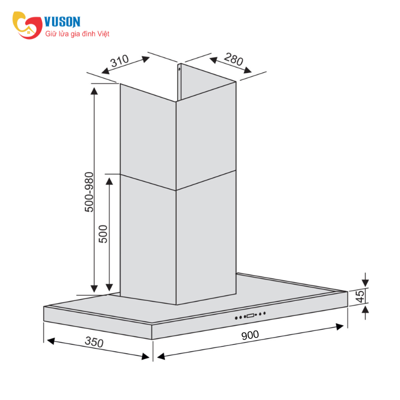Máy hút mùi Lorca TA-6007TM-90cm