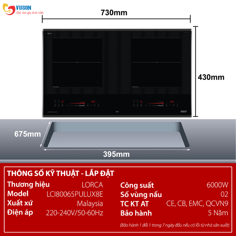 Bếp từ Lorca LCI80065PULUX8E