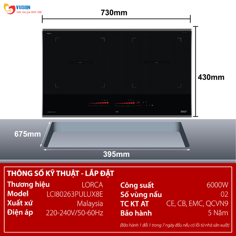 Bếp từ Lorca LCI80263PULUX8E