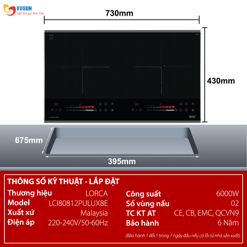 Bếp từ Lorca LCI80812PULUX8E