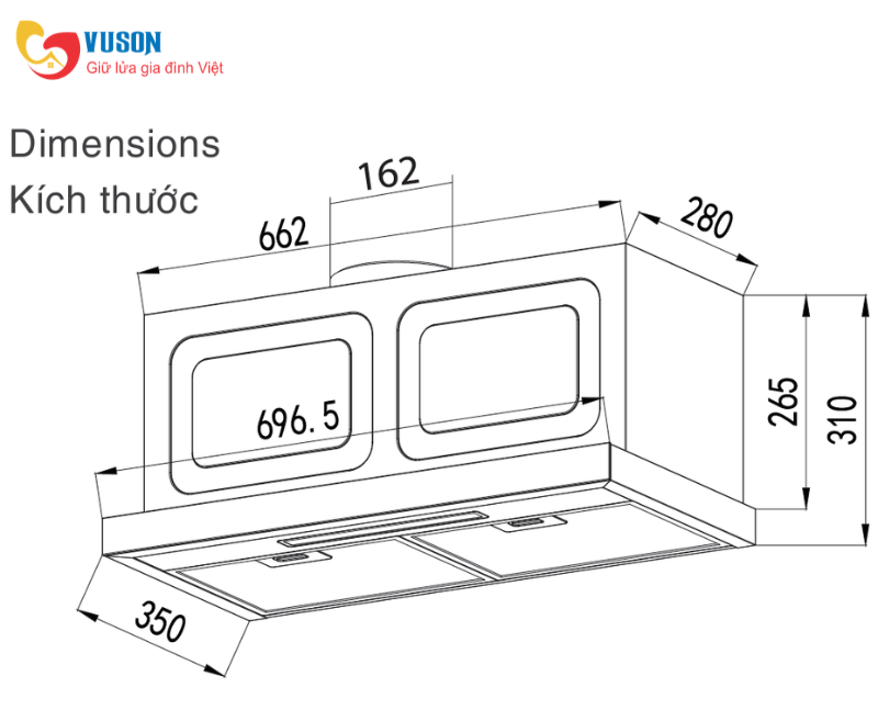 Máy hút mùi Lorca LC 358 BL