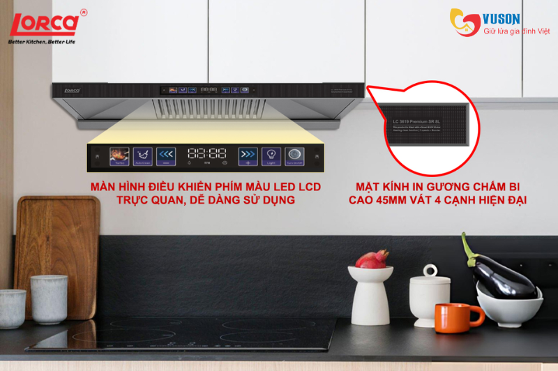 Máy hút mùi Lorca LC 3619 Premium SR8L-90cm