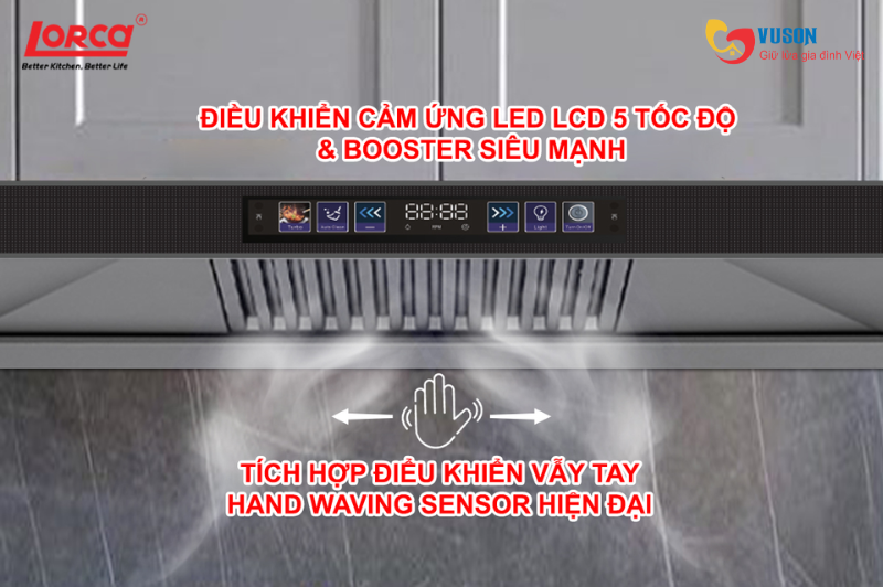 Máy hút mùi Lorca LC 3619 Premium SR8L-90cm
