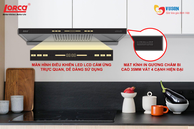 Máy hút mùi Lorca LC 3709 Ultra LuxSR8P-70cm