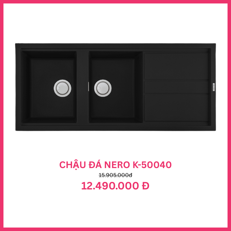 Chậu rửa bát đá Malloca NERO K-50040