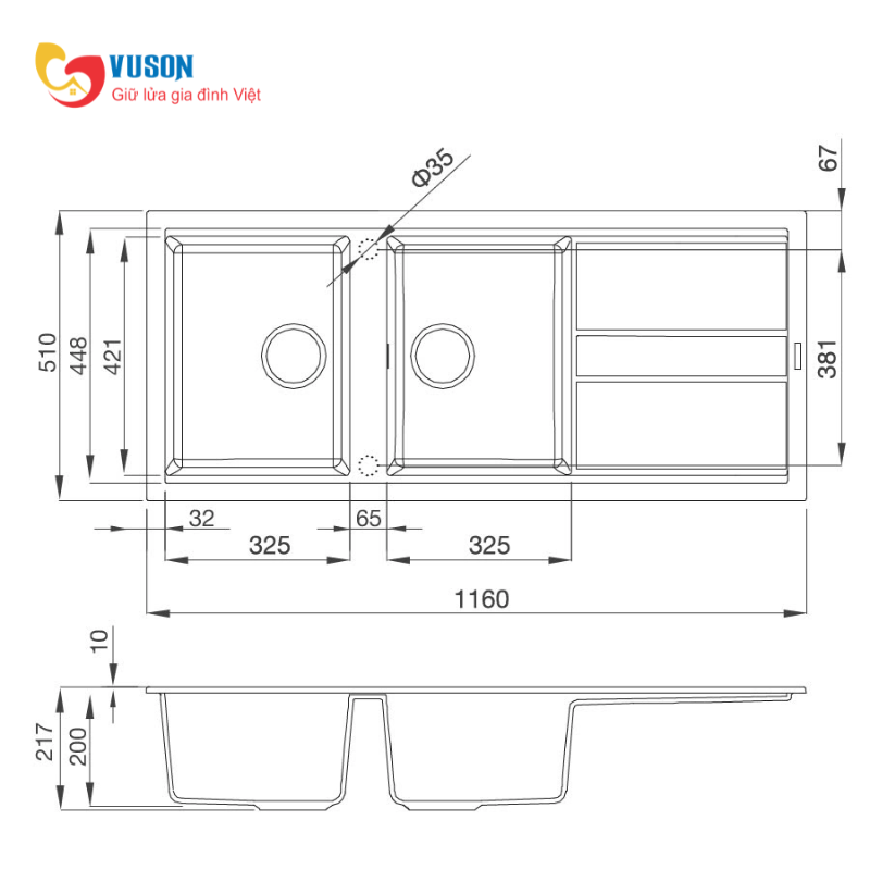 Chậu rửa bát Malloca Black K50086