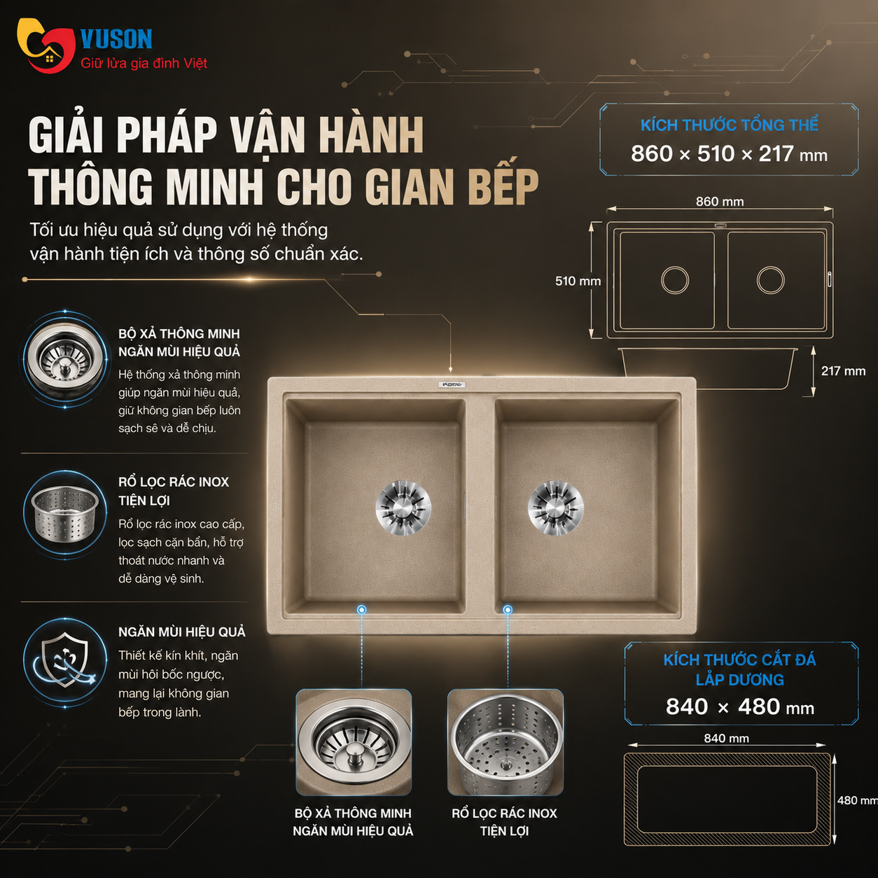 Chậu rửa bát Malloca Champagne K45095
