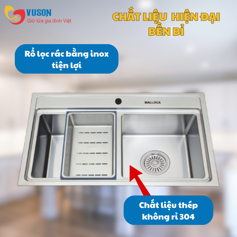 Chậu rửa chén Malloca MS 8812