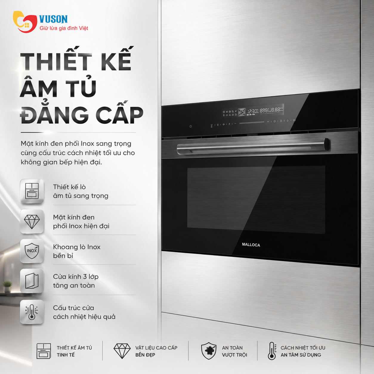 Lò vi sóng kết hợp nướng Malloca MW950BS