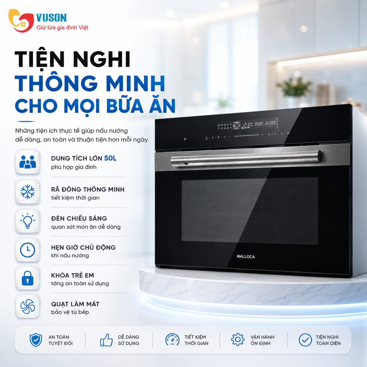 Lò vi sóng kết hợp nướng Malloca MW950BS