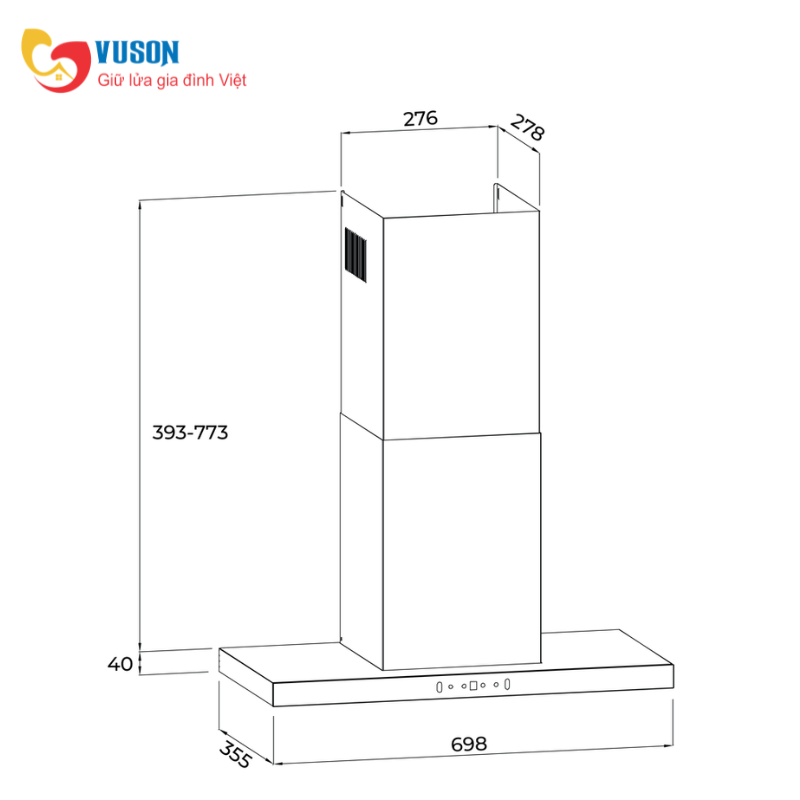 Máy hút mùi Malloca SLIM MH7035TS