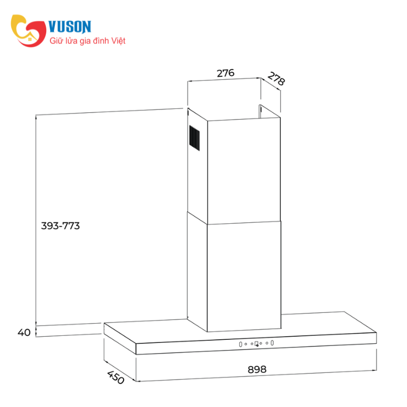Máy hút mùi Malloca SLIM MH9045TS