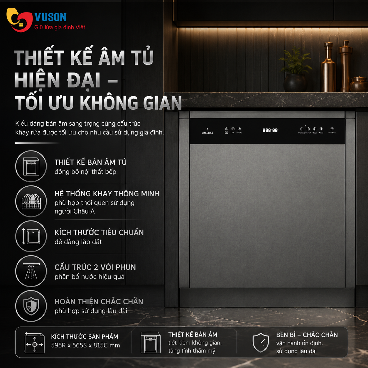 Máy rửa bát Malloca MDW157SI
