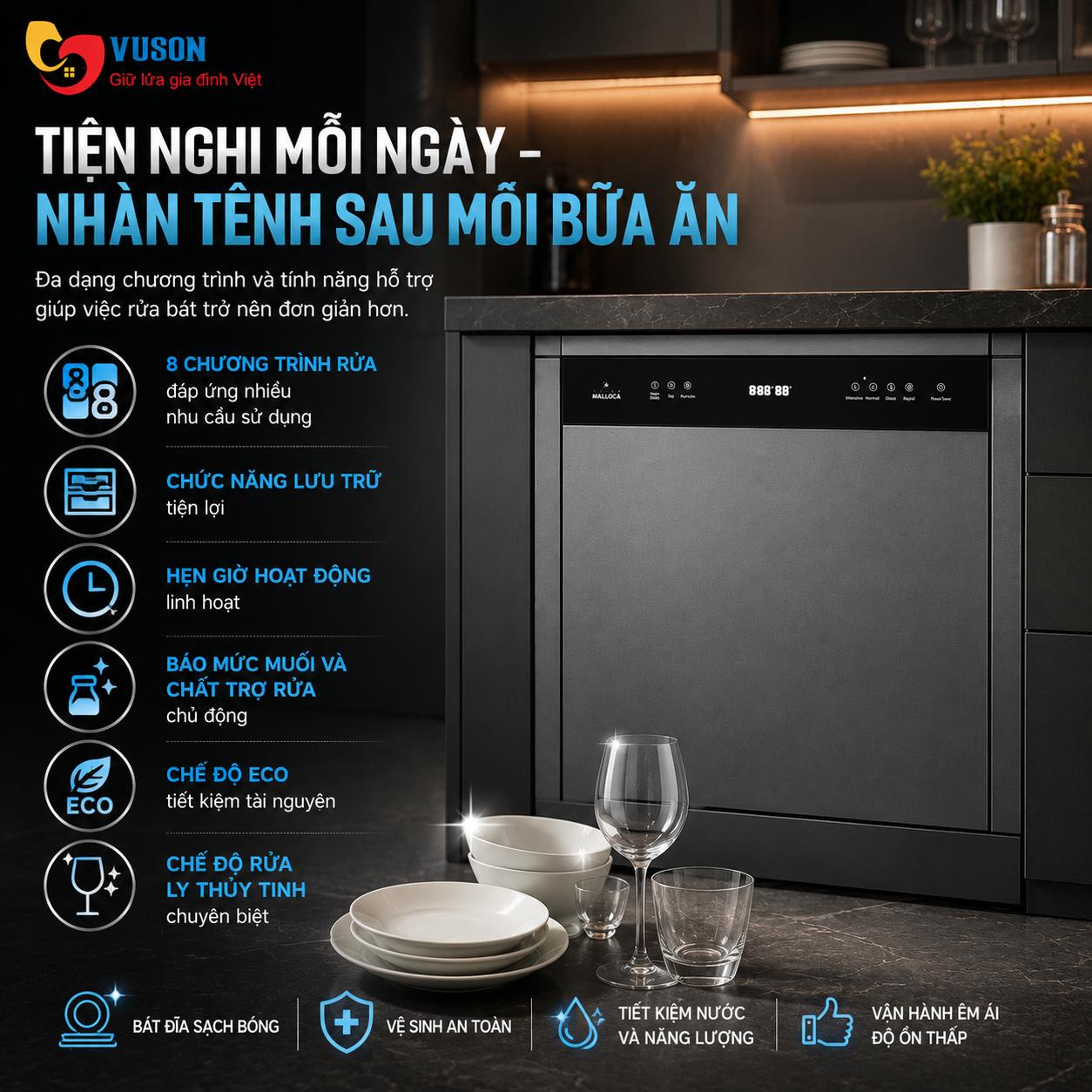 Máy rửa bát Malloca MDW157SI