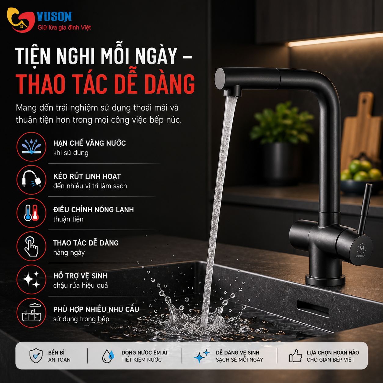 Vòi rửa bát Malloca K103BL