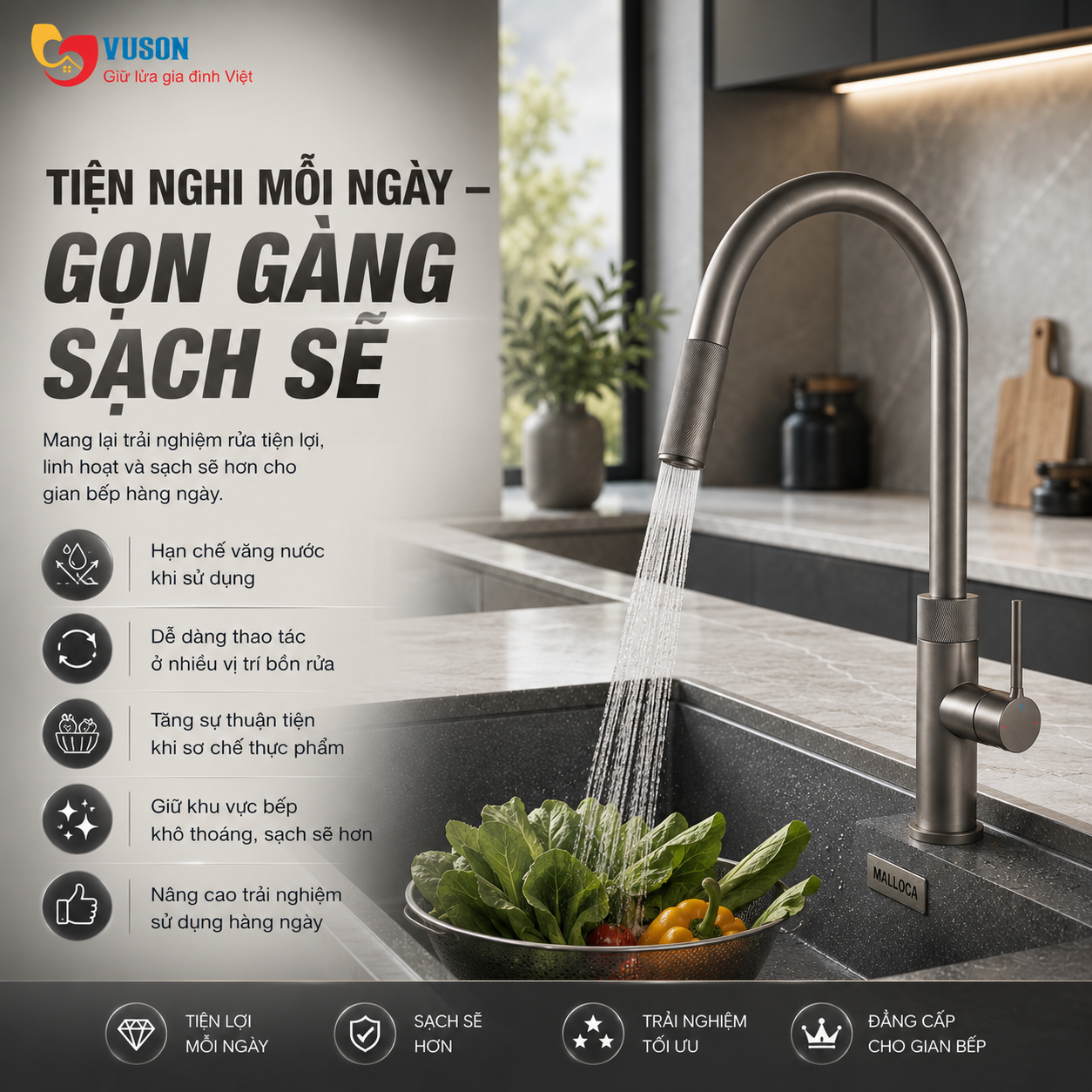 Vòi rửa bát Malloca K1090BS